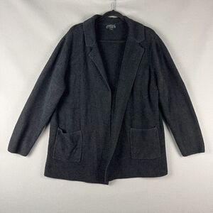 Barefoot Dreams Cardigan Womens 2X Black Double Knit Notch Collar Sweater Cozy